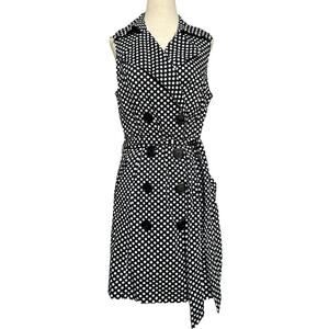 Y2K Vertigo Paris Designer Polka Dot Belted Blazer Dress Sz M Business Chic